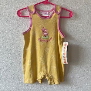 Yellow & Pink Baby One-Piece Romper - 2 Little Geese